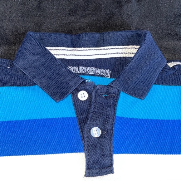 Greendog Kid Boy Youth Blue Striped Polo Short Sleeve Shirt - Picture 3 of 4